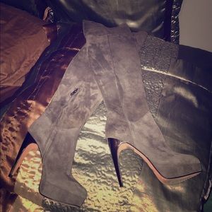 Vince Camuto Gray Suede Knee-High Boots Never Worn