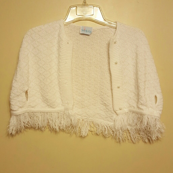 Girls holiday formal shawl cardigan knitted fringe