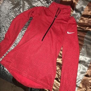Nike Pro Dri-fit Red Polka Dot Half Zip