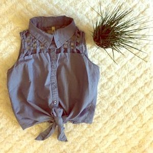 Cotton button up crop top