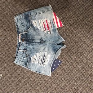 Acid wash American flag shorts