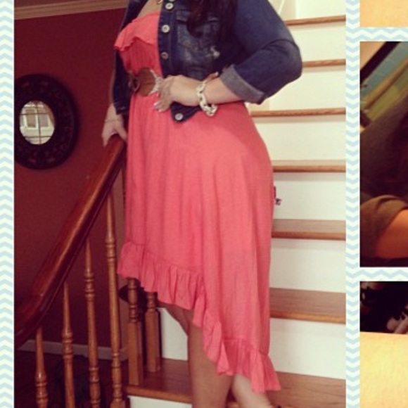 Coral high low salmon dress