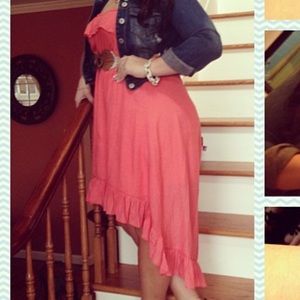 Coral high low salmon dress