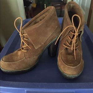 Brown suede booties
