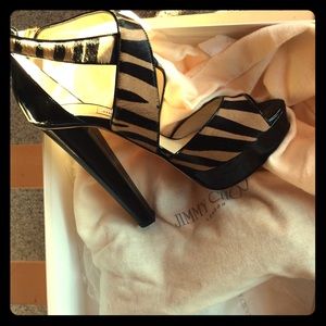 Jimmy Choo Zebra platform sandal size 38 (US 8)