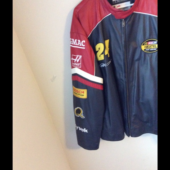 Jeff Gordon Leather Bomber Nascar Patch Jacket - Picture 3 of 4