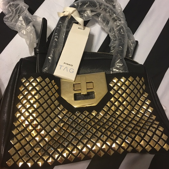 Gold studded pinko bag