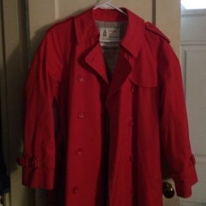 Red London Fog trench coat