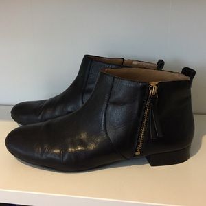 Black leather booties