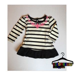 black • cream • tunic • dress • pink • flowers