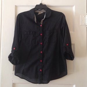 Black and white polka dot blouse