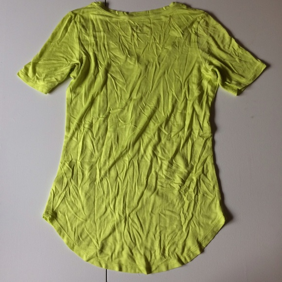 NEW Soft Stretch Lime Green V-Neck Tee Shirt - Picture 2 of 2