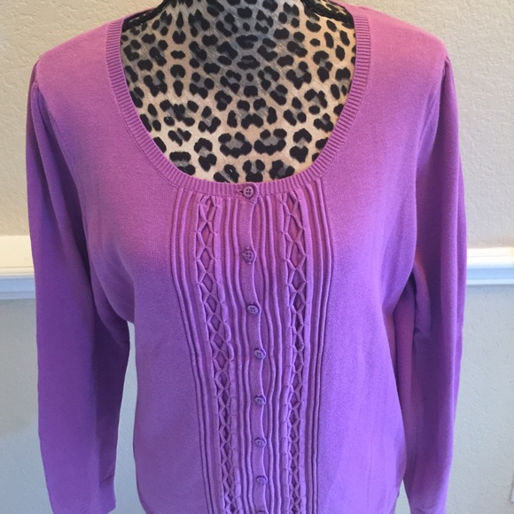 Dark Lavender Button-Down Cardigan - image 2