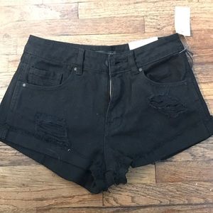 Kendal & Kylie Black Distressed Shorts