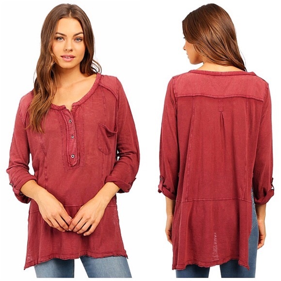 ❌SOLD❌❗️1-HOUR SALE❗️Free People Henley Tunic Tee - Picture 2 of 5