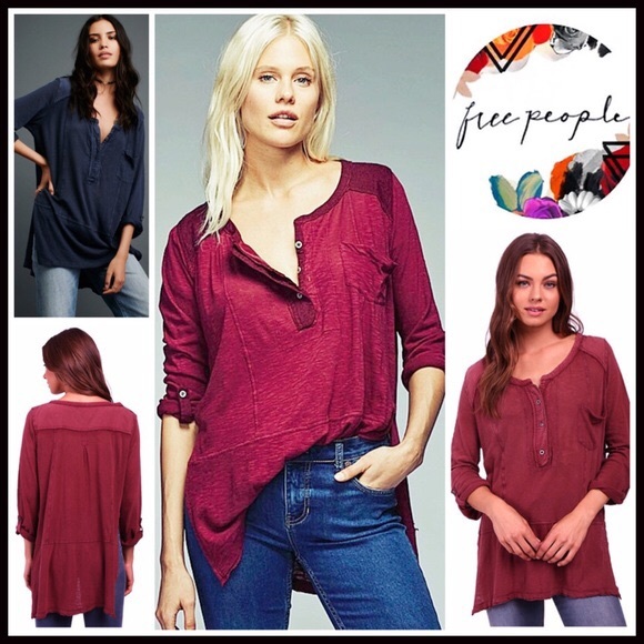 ❌SOLD❌❗️1-HOUR SALE❗️Free People Henley Tunic Tee - Picture 3 of 5