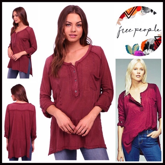 ❌SOLD❌❗️1-HOUR SALE❗️Free People Henley Tunic Tee - Picture 5 of 5