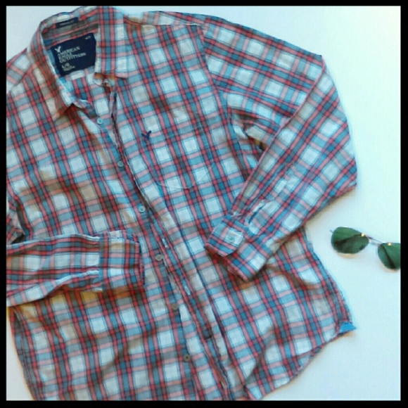 {Mens} American Eagle plaid button down shirt