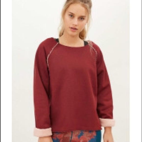 UO Maroon Reversible Fleece Sweatshirt