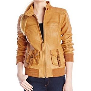Lucky brand genuine leather bomber jacket size XL