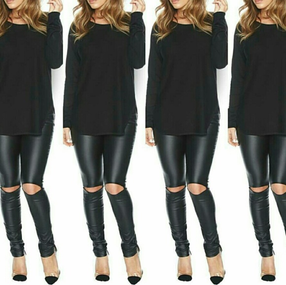 🎉HP🎉cutout knee faux leather leggings - Picture 3 of 4