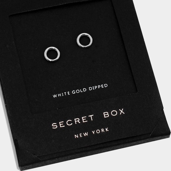 White Gold Dipped Mini Hoop Circle Stud Earrings