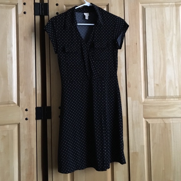 Size XS Black Merona Dress with White Polka Dots