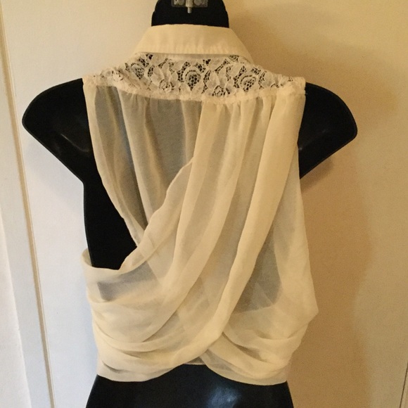 Lace &Open Back ButtonUp Top - Picture 2 of 2