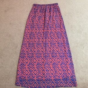 Orange and blue maxi skirt