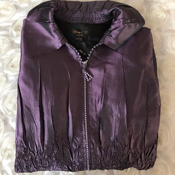 Women's lightweight diamond zipper purple jacket