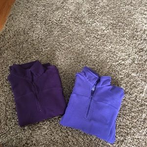 TWO Purple TekGear fleece pullovers
