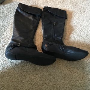 size 8 black leather knee boots