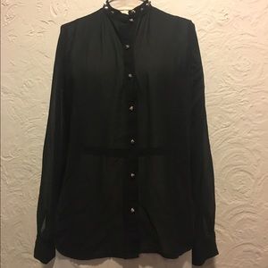 F21 Sheer Black Button Down Shirt with Studs