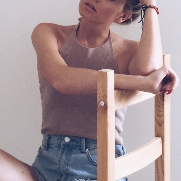 Brandy Melville Dusky Pink Halter Neck Top