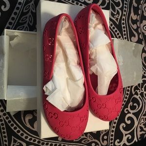 Girls Pink Gucci Jelly Balle Flats *Authentic