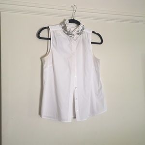 J. Crew Tilda Rhinestone Jeweled Collar Blouse