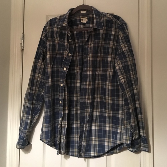 J Crew tailored fit blue plaid shirt, size large