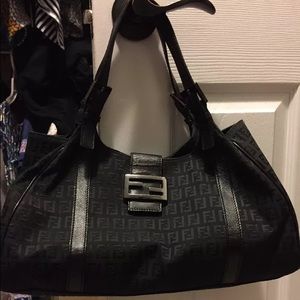 Like New! Black Fendi Zucca Canvas Handbag