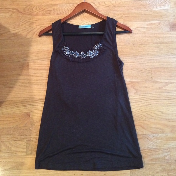 Beautiful dark gray embellished tank
