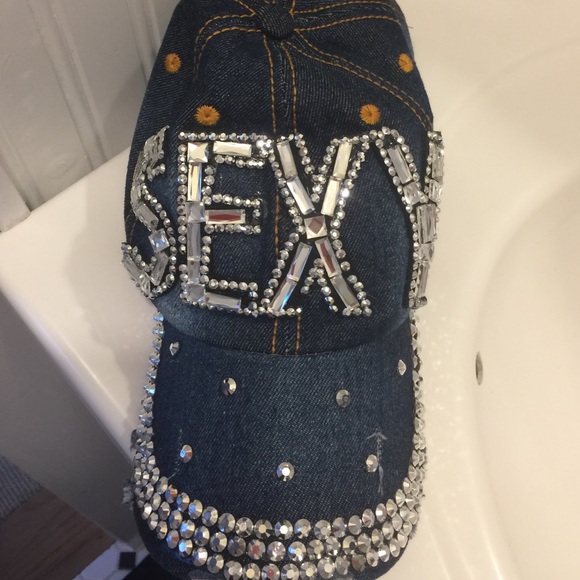 Denim "SEXY" crystal baseball hat