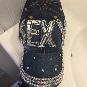 Denim "SEXY" crystal baseball hat
