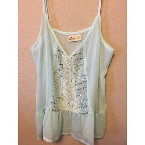 Hollister Mint Green Tank with Sequins