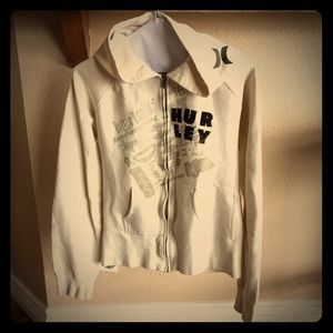Hurley Zip Up Hoodie Tan and Brown Velvet  Sz L