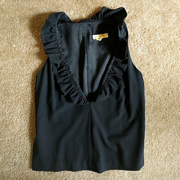 Black Trina Turk sleeveless ruffle top