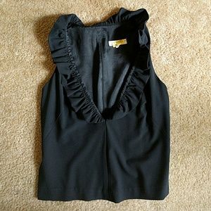 Black Trina Turk sleeveless ruffle top