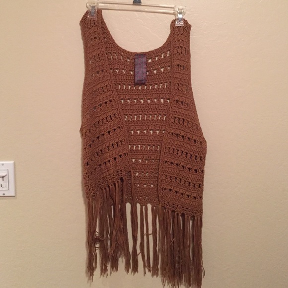 Brown fringe vest