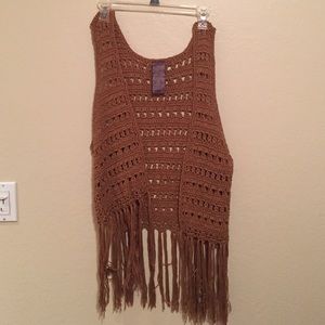 Brown fringe vest