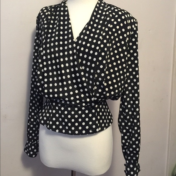 Lloyd Williams Polka Dot Navy Blouse