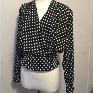 Lloyd Williams Polka Dot Navy Blouse