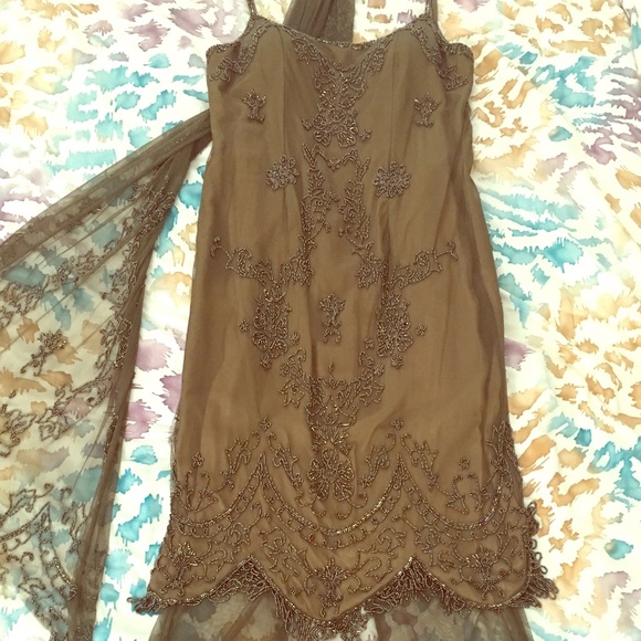 Forest green beaded ball gown